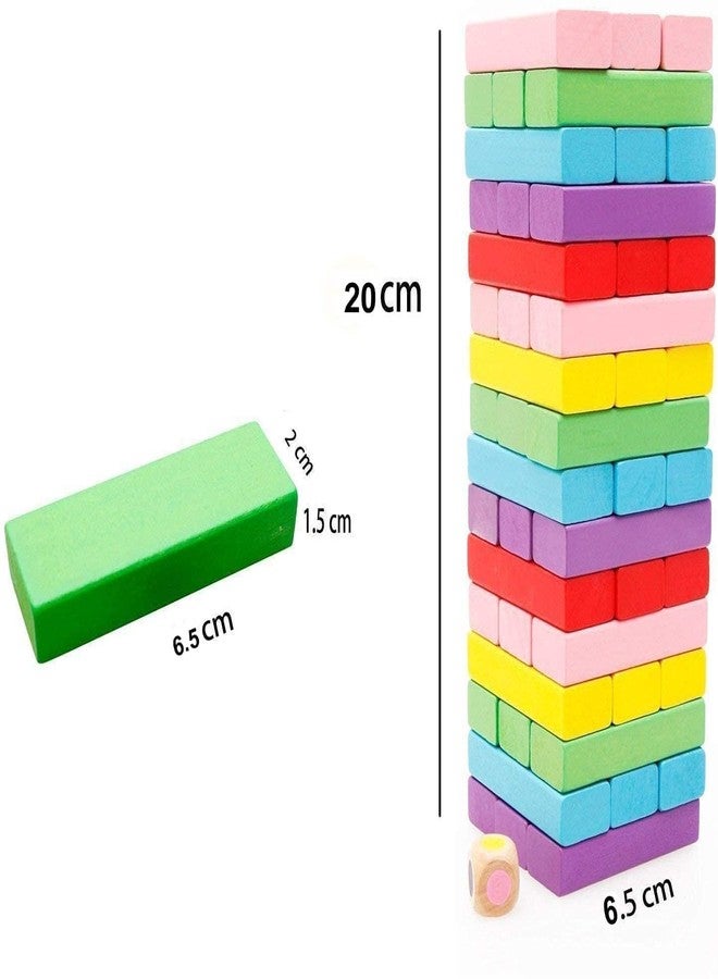 Kriva Export Colorful Wooden Stacking Games for Kids and Adults|Balancing Puzzles Toys|Wood Falling Tower with 4Dice 2+Years,Skill Development and Color Recognition(Multi-Colored) - Image 4